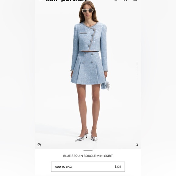 Self Portrait BLUE SEQUIN BOUCLE Full Set - Picture 3 of 3